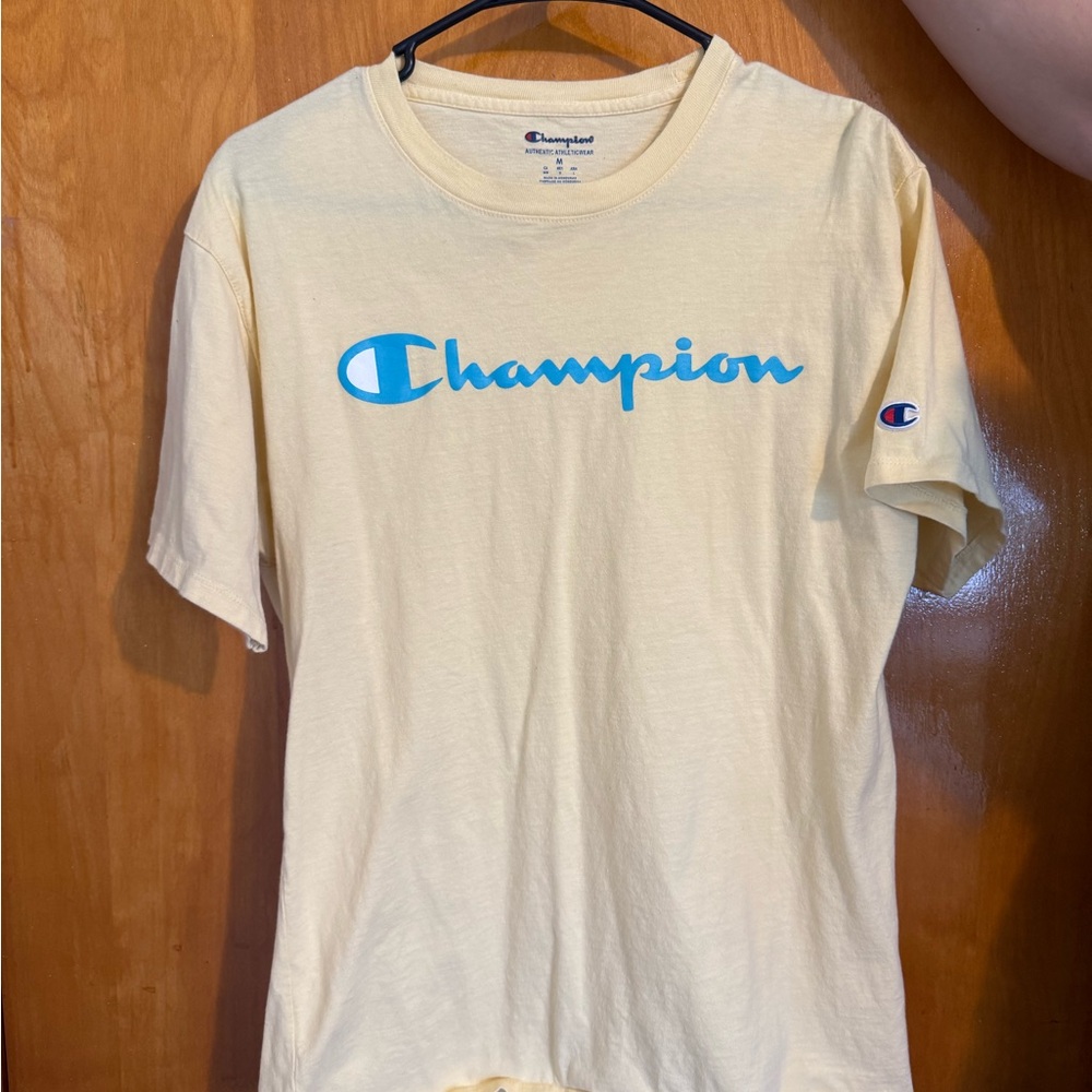 Champion Yellow T-Shirt with Blue Logo